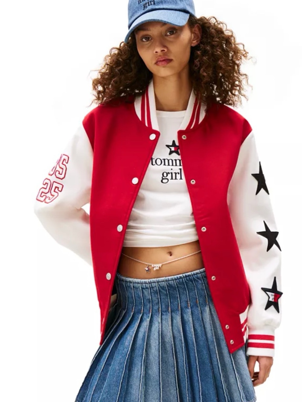 Tommy Hilfiger “Tommy Girl” Back Logo Red & White Varsity Jacket